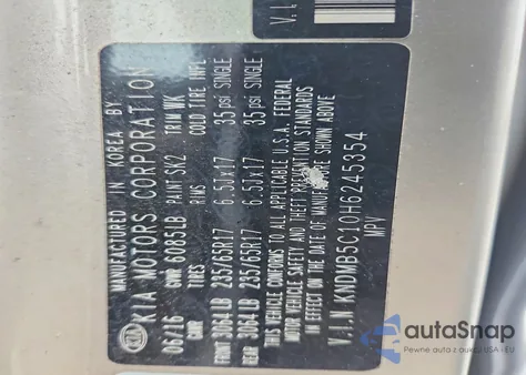 2017 Kia Sedona Lx из США, поврежденный, VIN KNDMB5C10H6245354